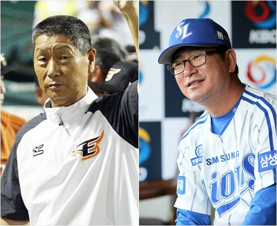 '감독님,우리도급합니다'26일대전에서맞붙는한화김성근(왼쪽),삼성류중일감독.(자료사진=한화,삼성)