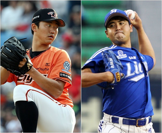 26일선발맞대결을펼치는한화우완안영명(왼쪽)과삼성좌완장원삼.(자료사진=한화,삼성)