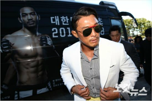 8일서울중구반야트리호텔에서열린'UFCFightNight서울티켓오픈기자간담회에참석한추성훈.사진=윤성호기자
