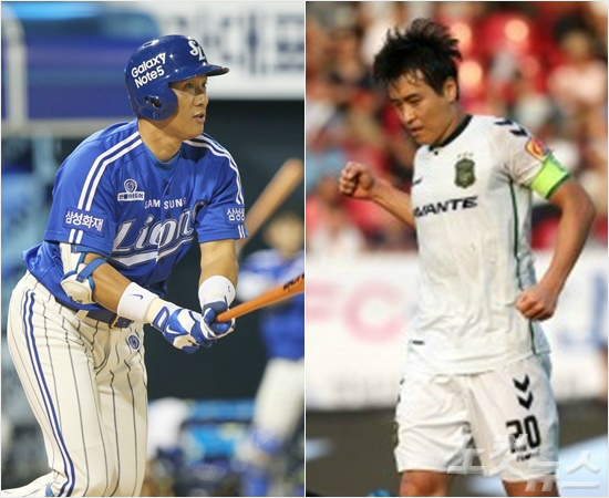 'KBO리그-K리그의전설'라이언킹이라는동일한별명을가진프로야구,프로축구의전설삼성이승엽(왼쪽)-전북이동국.그러나올시즌두리그는의도하지않게상,하위스플릿이라는공통점을보이고있다.(자료사진=삼성,K리그)