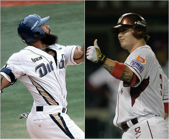 각각타격3개부문씩1위를달리고있는에릭테임즈(왼쪽)와박병호.(사진=NC다이노스/넥센히어로즈제공)