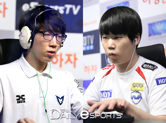 삼성 갤럭시 칸 백동준(왼쪽)과 MVP 고병재가 핫식스 GSL 코드S 시즌3 8강에 출전한다.