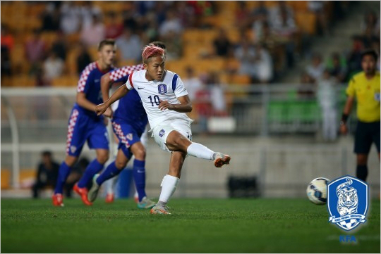 이승우는다음달칠레에서열리는국제축구연맹(FIFA)17세이하월드컵에서매경기골을넣어5골이상기록하겠다는당찬목표를세웠다.(자료사진=대한축구협회)