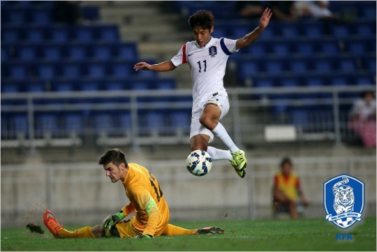 이승우가매경기골을넣겠다는목표를세웠다는소식에장결희는자신이매경기이승우의골을어시스트하겠다는다부진각오를밝혔다.(자료사진=대한축구협회)