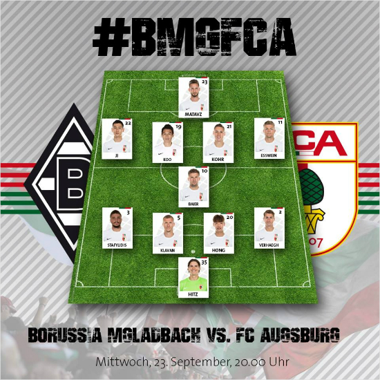 아우크스부르크는묀헨글라드바흐와2015~2016독일분데스리가6라운드원정경기에3명의한국선수가처음으로동시선발출격했다.하지만이경기에서아우크스부르크는2-4로패했다.(자료사진=아우크스부르크공식페이스북)