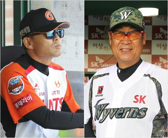 롯데이종운감독(왼쪽)과SK김용희감독.(사진=롯데자이언츠/SK와이번스제공)