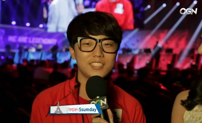 KT 롤스터의 톱 라이너 '썸데이' 김찬호(사진=OGN 방송 화면 캡처).