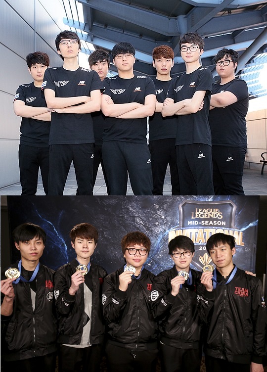 SK텔레콤 T1(위)과 EDG가 미드 시즌 인비테이셔널 결승 이후 5개월만에 다시 만난다(사진 중 EDG 사진은 라이엇게임즈 홈페이지 발췌).