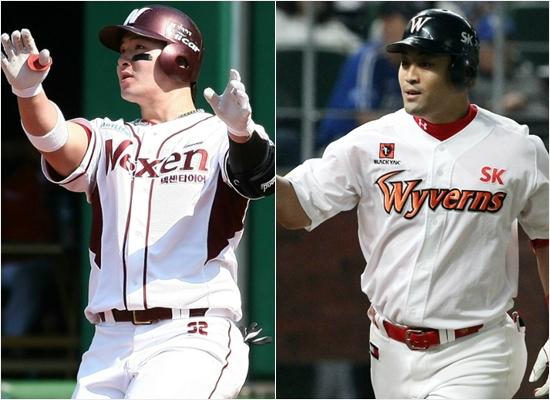 LG입단동기로넥센4번타자,SK4번타자로맞붙는박병호(왼쪽)와정의윤.(사진=넥센히어로즈/SK와이번스제공)