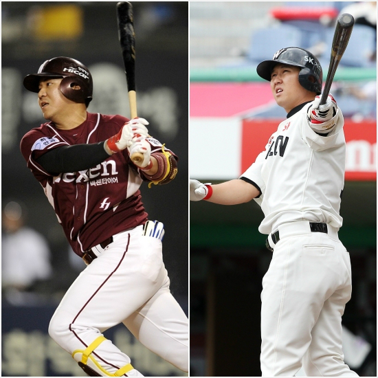 부상을털고와일드카드결정전을통해돌아온넥센3루수김민성(왼쪽)과SK3루수최정.(사진=넥센히어로즈/SK와이번스제공)