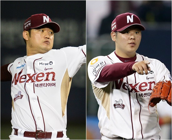 '상우야,우리가먼저나갈게'조상우와함께넥센의필승계투진을이루는손승락(왼쪽)과한현희.(자료사진=넥센)