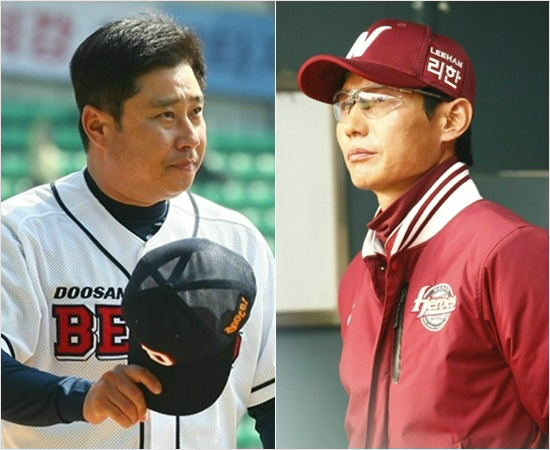 '염갈량,오해라고'11일준플레이오프2차전에서조명점등여부와벤치클리어링등신경전을펼친두산김태형(왼쪽),넥센염경엽감독.(자료사진=두산,넥센)