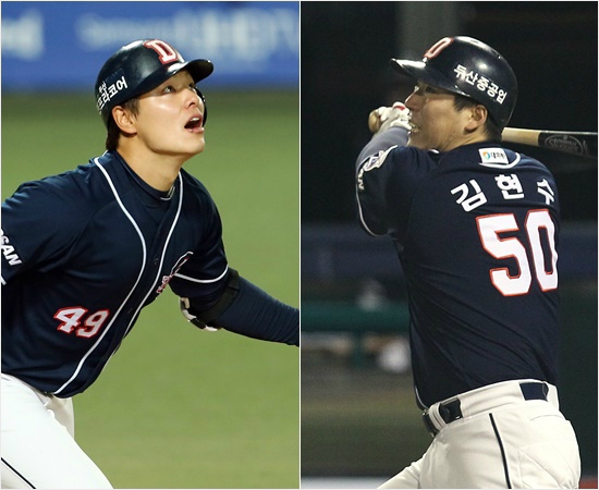 '우리가이제터질때'두산의중심타선을이끄는민병헌(왼쪽)과김현수.(자료사진=두산)