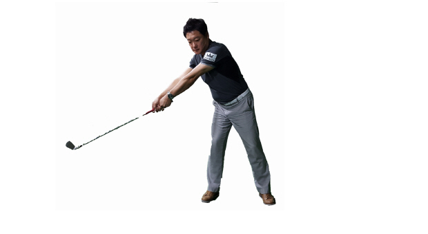 ▲코킹타이밍이늦어지면파워있는스윙을할수없다.