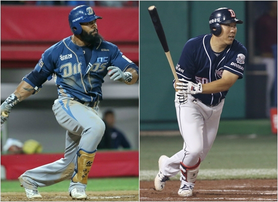 플레이오프키를쥔NC4번에릭테임즈(왼쪽)와두산4번김현수.(사진=NC다이노스/두산베어스제공)
