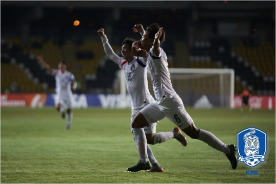 결승골의주인공장재원의골세리머니(사진제공/대한축구협회)