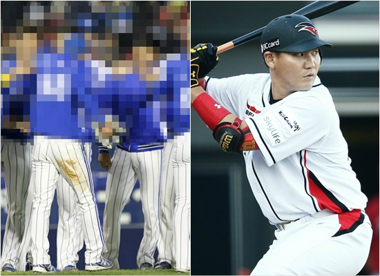 주축선수들의해외원정도박설로코앞으로다가온한국시리즈에악재가생긴삼성선수단(왼쪽)과인신공격성험담이포함된전여자친구와주고받은메신저내용이공개돼공식사과한케이티장성우.(자료사진=삼성,케이티)