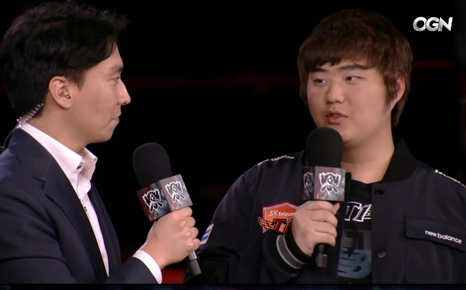 SK텔레콤 T1의 원거리 딜러 '뱅' 배준식(사진=OGN 생중계 캡처).