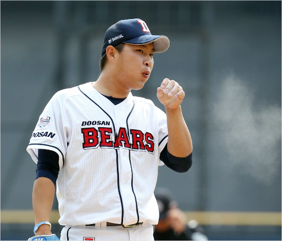 '이현호,호~!'두산외국인선수스와잭을대신해야할두산좌완이현호.(자료사진=두산)