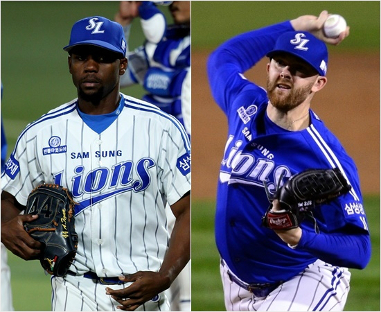 '난아직KS무패투수라고'두산과한국시리즈1차전에이어4차전선발로등판하는삼성피가로(왼쪽)와3차전패전투수가된클로이드.(자료사진=삼성)