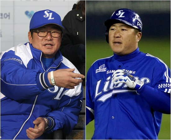 '형우야,내마음알아도'삼성류중일감독(왼쪽)의믿음에끝내보답하지못한4번타자최형우.(자료사진=삼성라이온즈)