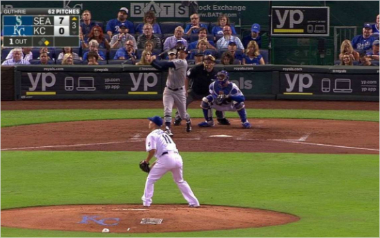 새롭게탬파베이레이스유니폼을입는브래드밀러의타격모습.(홈페이지영상캡처)