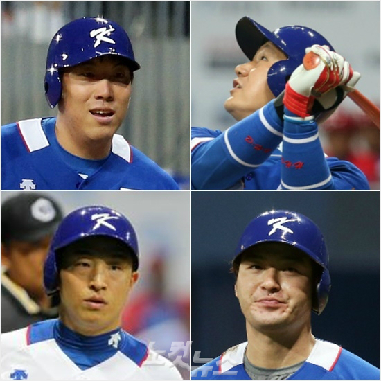 '1경기로우리약점을간파했다고?'오는19일일본과4강전에서중심타자로활약할김현수(왼쪽위부터시계방향),이대호,박병호,손아섭.개막전에서오타니쇼헤이에당한수모에대한설욕을다짐하고있다.(자료사진=박종민,윤성호기자)