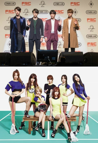 FNC엔터테인먼트가MAMA불참소식을알렸다.사진은씨엔블루(위)와AOA