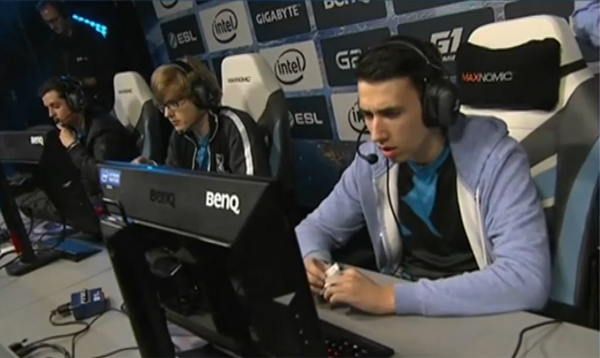 결승전 1세트를 따낸 오리겐.(사진=OGN 중계화면 캡처)