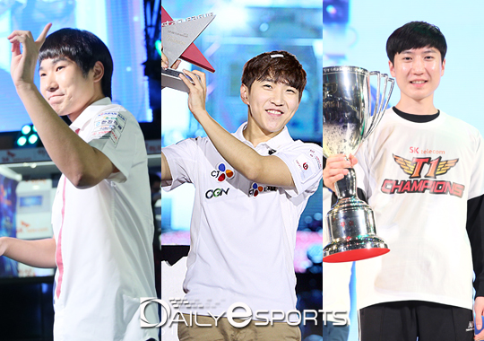 스타크래프트2 최우수 선수상으로 거론되고 있는 김유진, 김준호, 이신형(왼쪽부터).