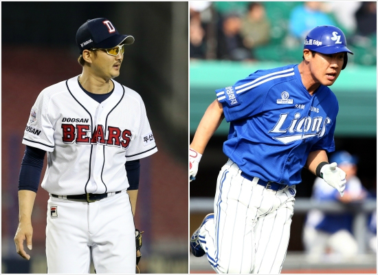 "우리는스스로나왔어요."팀과상의해스스로방출을선택한이재우(왼쪽)와강봉규.(사진=두산베어스/삼성라이온즈제공)