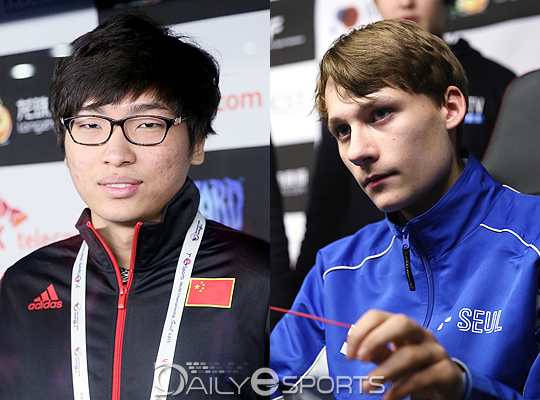 중국 대표 후지아준(왼쪽)과 핀란드 대표 주나 소랄타.