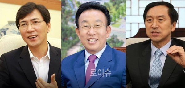 ▲11월시도지사리얼미터평가톱3(사진왼쪽부터안희정김관용김기현).(사진제공=리얼미터)