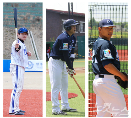 왼쪽부터이강혁,김원석,이케빈선수(사진=연천미라클야구단제공)