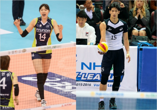 양효진(왼쪽)과문성민은V-리그올스타전팬투표에서당당히1위를차지했다.양효진은3년연속남녀부를통틀어최다득표의영광을안았고,문성민은V-리그데뷔후처음으로팬투표1위에올랐다.(자료사진=한국배구연맹)