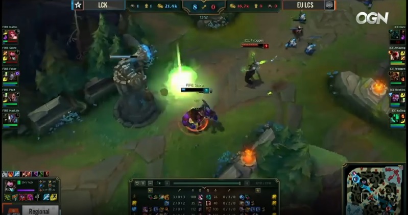 브랜드의 스킬과 소환사 주문을 다 빼놓은 고동빈(사진=네이버 tvcast 캡처).