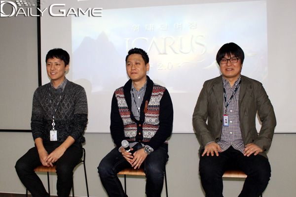 (왼쪽부터) 위메이드 노규일 기획팀장, 석훈 개발PD, 와이디 강석진 사업팀장.