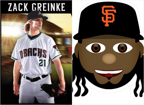 다저스에서애리조나로이적한그레인키(왼쪽)와샌프란시스코가최근영입한조니쿠에토를환영하며만든이미지.(사진=애리조나,샌프란시스코홈페이지)