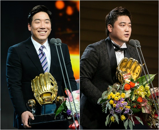 '골든글러브수상자들은이제없다'올해두산의한국시리즈우승,삼성의정규리그5연패를이끈김현수(왼쪽)와박석민은각각메이저리그볼티모어와NC로이적하면서내년시즌KBO리그의변수로꼽힌다.(자료사진=두산,NC)