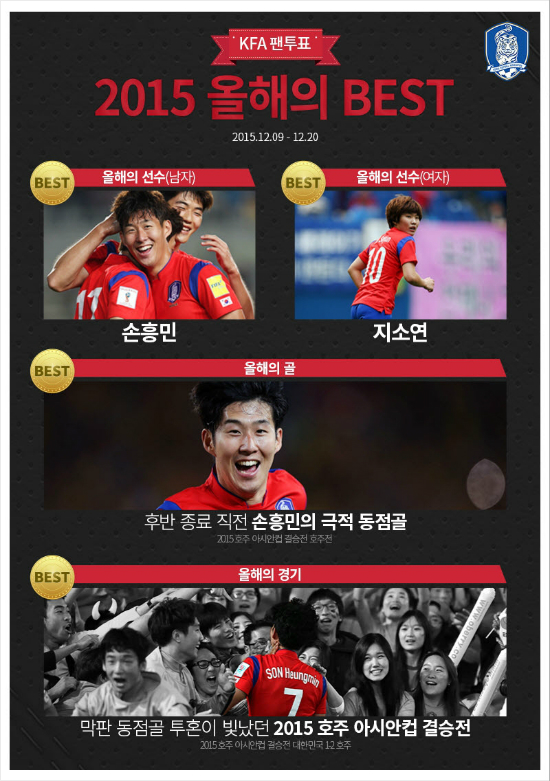 '베스트 골 & 최고의 선수' 2015 축구 팬의 선택은 손흥민