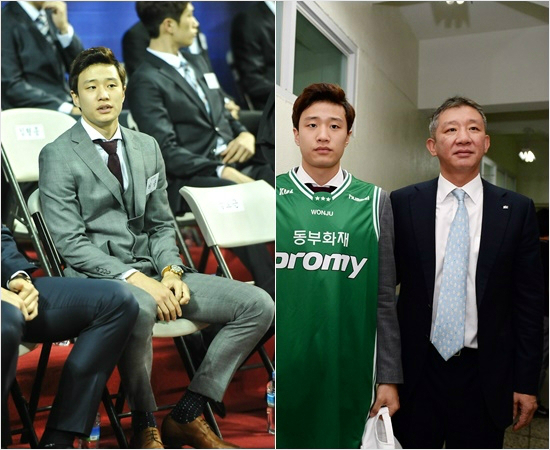 '부전자전그이상?'동부허웅과아버지허재전KCC감독(오른쪽)의모습.(자료사진=KBL)