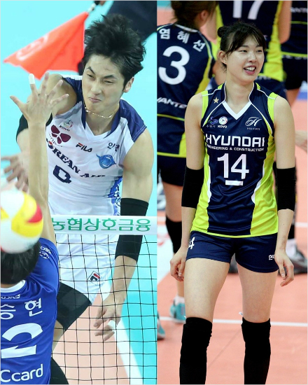 대한항공김학민과현대건설양효진은2015~2016NH농협V-리그3라운드에서가장빛나는활약을펼친선수로선정됐다.(자료사진=KOVO)