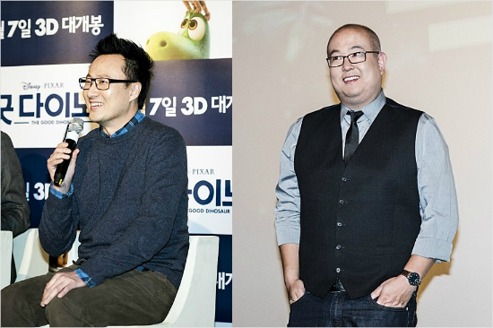(왼쪽부터)'굿다이노'의김재형애니메이터와피터손감독.(사진=디즈니컴퍼니코리아제공)