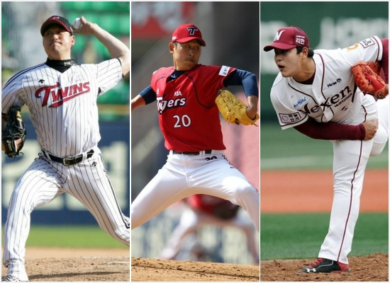 "선발전환걱정마세요."마무리와필승조에서선발로전환하는LG봉중근(왼쪽부터)과KIA윤석민,넥센조상우.(사진=각구단제공)