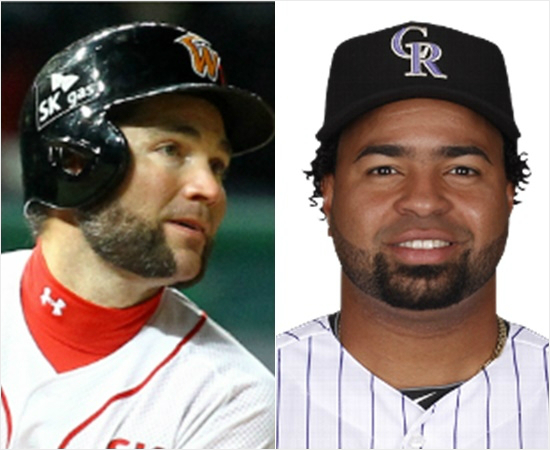 '내전철을밟지는마라'한화가22일현역메이저리거윌린로사리오(오른쪽)와계약을공식발표하면서올시즌활약과함께2014년거물급빅리거루크스캇을영입했던SK의전철을밟지않고성공적인시즌을치를수있을지관심이커지고있다.(자료사진=콜로라도홈페이지,SK와이번스)