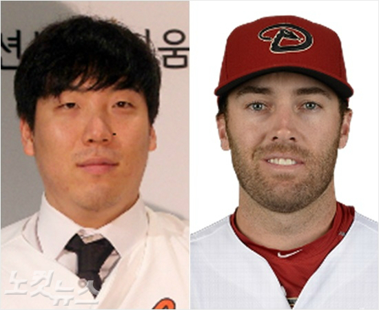 볼티모어로이적한간판타자김현수(왼쪽)의공백을메워줄두산새외인닉에반스.(자료사진=황진환기자,애리조나홈페이지)