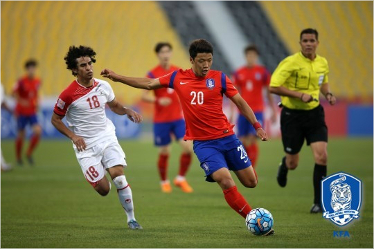 올림픽축구대표팀의황희찬(사진제공/대한축구협회)