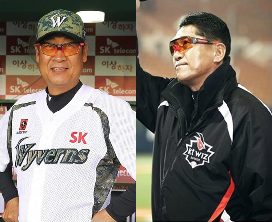 '올해는뭔가해야한다'지난해계약기간을남기고일어난경질논란속에올시즌을준비하는김용희SK감독(왼쪽)과올해가을야구에도전하는조범현케이티감독.(자료사진=SK,케이티)