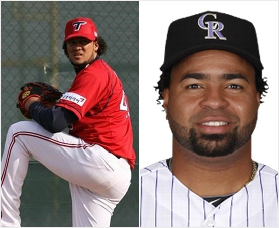 최근까지도메이저리그빅리그에서뛰다한국무대를밟는거물급외인KIA헥터노에시(왼쪽)와한화윌린로사리오.(자료사진=KIA,콜로라도홈페이지)