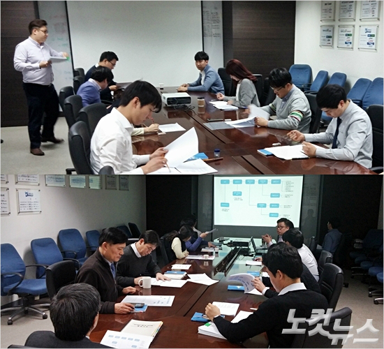 한국배구연맹은신원호사무총장의주도아래팀장급이하전직원을대상으로새시즌규정의내용에대한특별시험을치렀다.시험후에는팀장급직원도포함한토론을통해바뀐규정의빈틈을찾는노력도빼놓지않았다.오해원기자